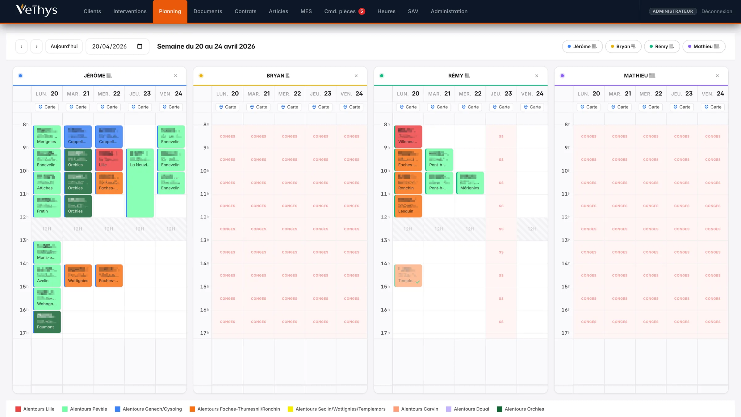 Vethys : Planning
